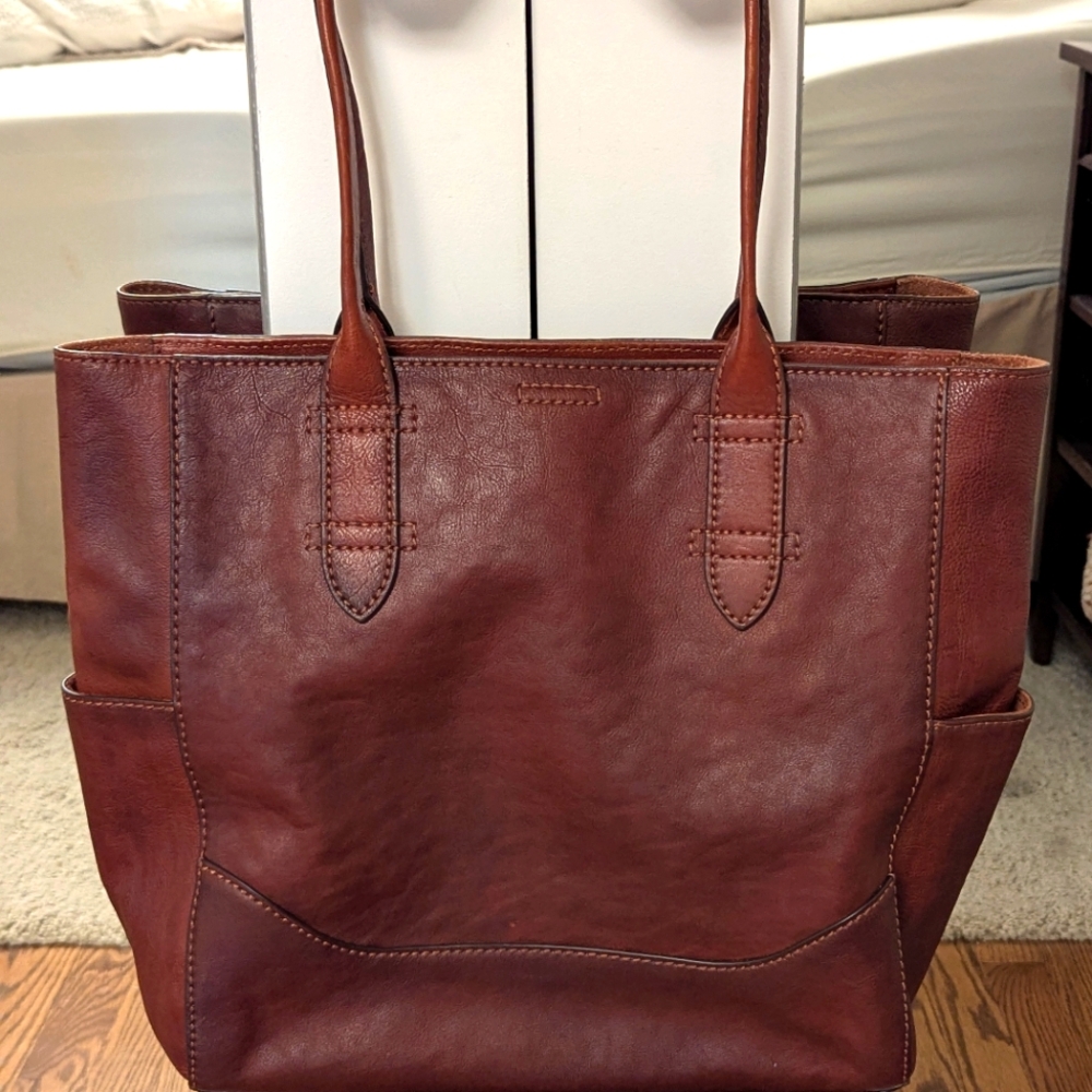 Frye Brown Leather Tote Bag EUC